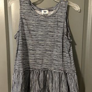 Navy and White Striped Knit Tank